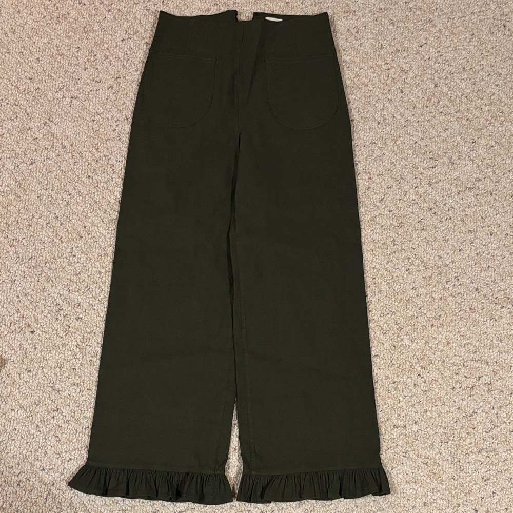Maeve Olive Green Zippered Pants